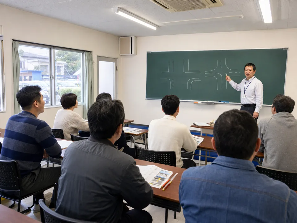 教室で交通ルールを学ぶ学科教習